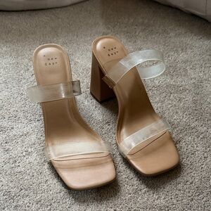 A New Day Clear Strap Tan Heels
